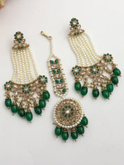 Ankita Earrings & Tikka-Green