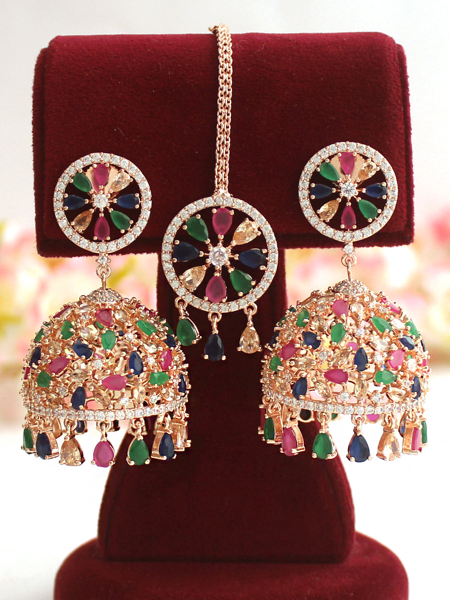 Romika Earrings & Tikka-Multi color