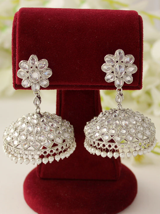 Mukti Jhumki Earrings-Silver