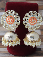 Mehar Jhumki Earrings-Orange