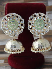 Mehar Jhumki Earrings-Mint Green