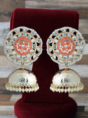 Mehar Jhumki Earrings-Dark Peach