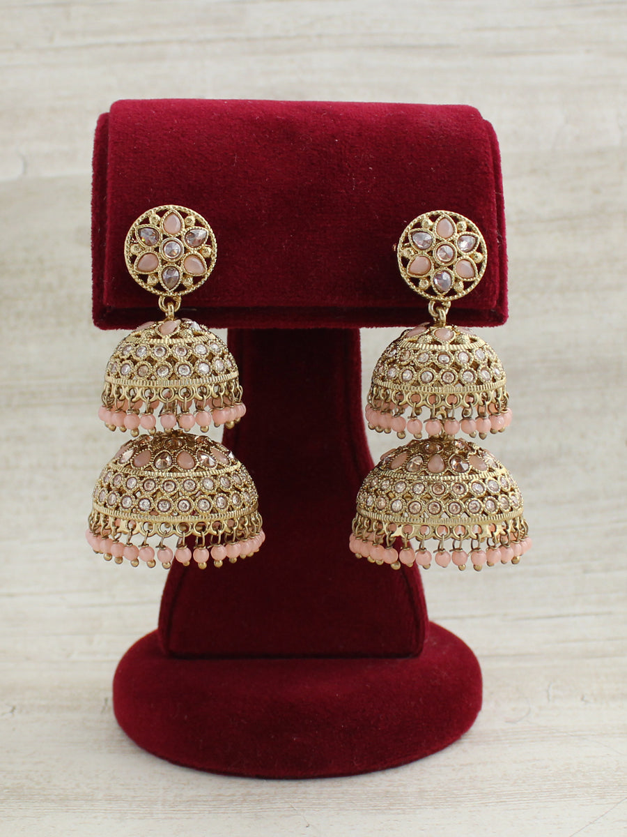 Minal Jhumki Earrings - Pastel Pink