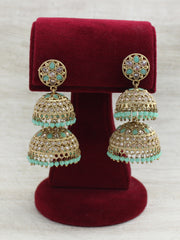 Minal Jhumki Earrings - Mint Green