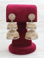 Minal Jhumki Earrings - Grey