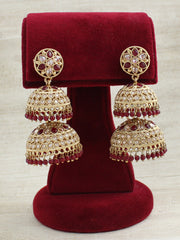 Minal Jhumki Earrings - Maroon