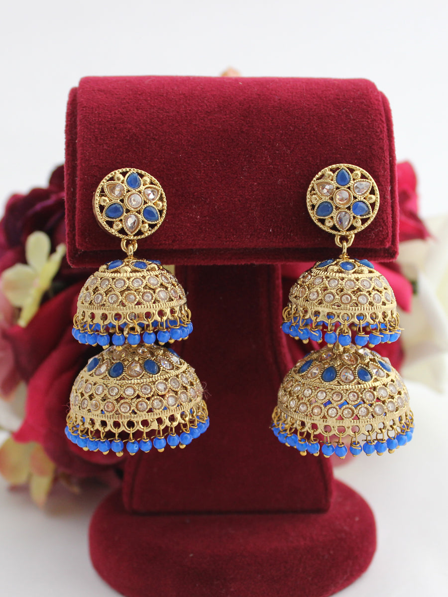Buy King & Queen Big Hoop Circle Earrings for Women (Blue) | Round Shaped  Crystal Earrings Online at Best Prices in India - JioMart.