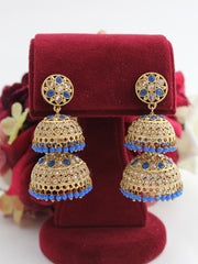 Minal Jhumki Earrings - Blue