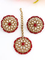 Swara Earrings & Tikka-Maroon