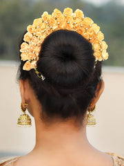 Henna Artificial Flowers Hair Bun Bridal Gajra-Peach