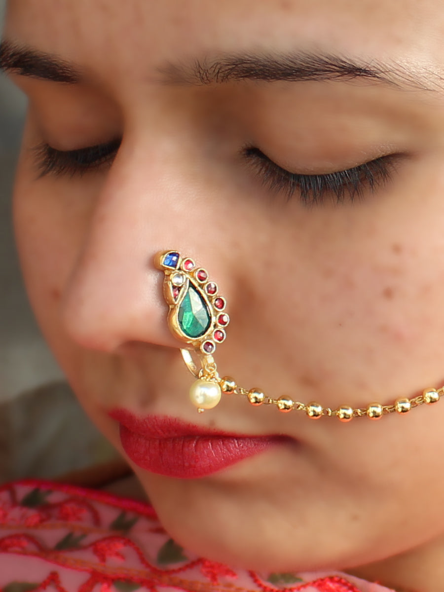 Shivika Nose Ring-Multicolor