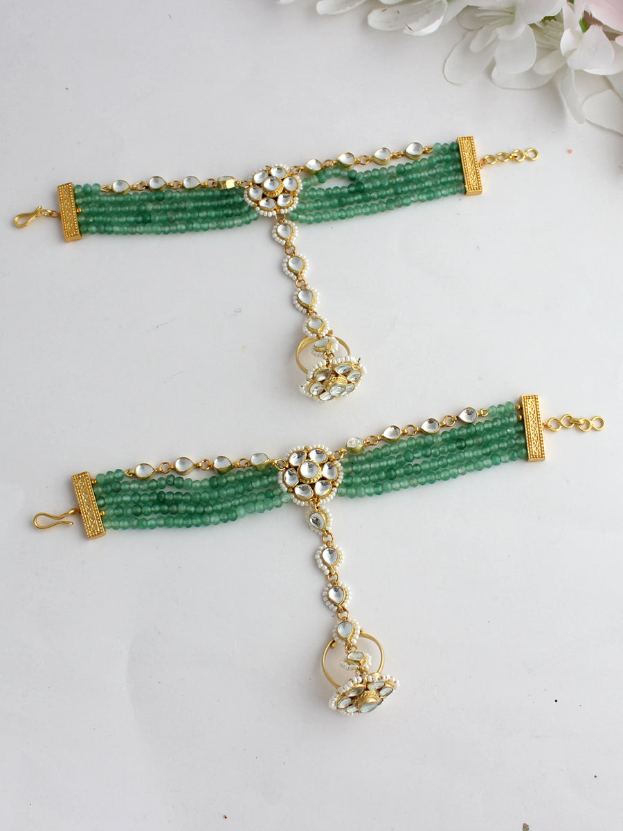 Nivedita Hand Harness/Bracelet-Mint Green