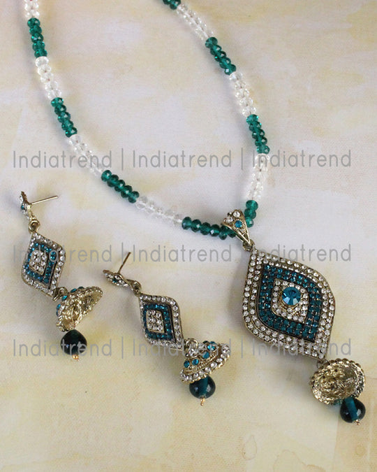 Zohra Pendant Set-Turquoise