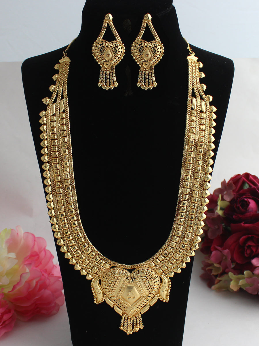 Jaseena Necklace Set-Golden