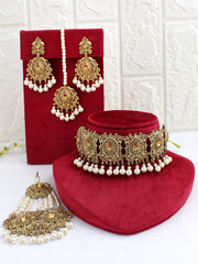 Adhira Choker Necklace Set-Gold