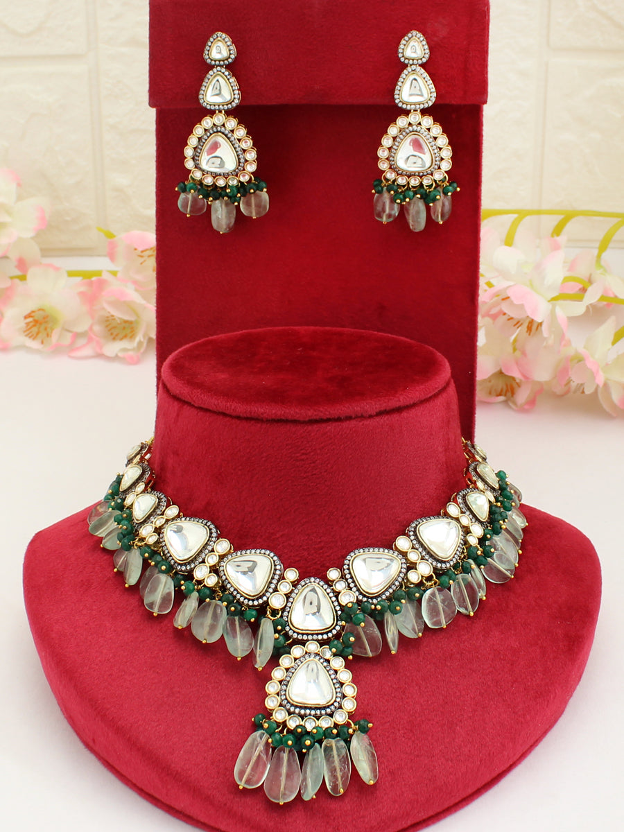 Patiala Necklace Set-Mint Green