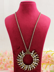 Swarali Long Necklace-Metallic