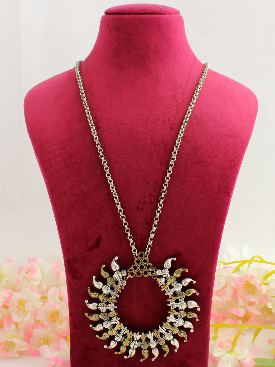Swarali Long Necklace-Metallic