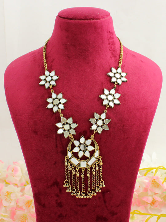 Aaina Long Necklace-Golden