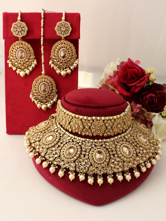 Tanishka Choker and Necklace Set-Golden