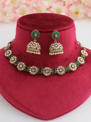 Jaanvi Necklace Set-Green