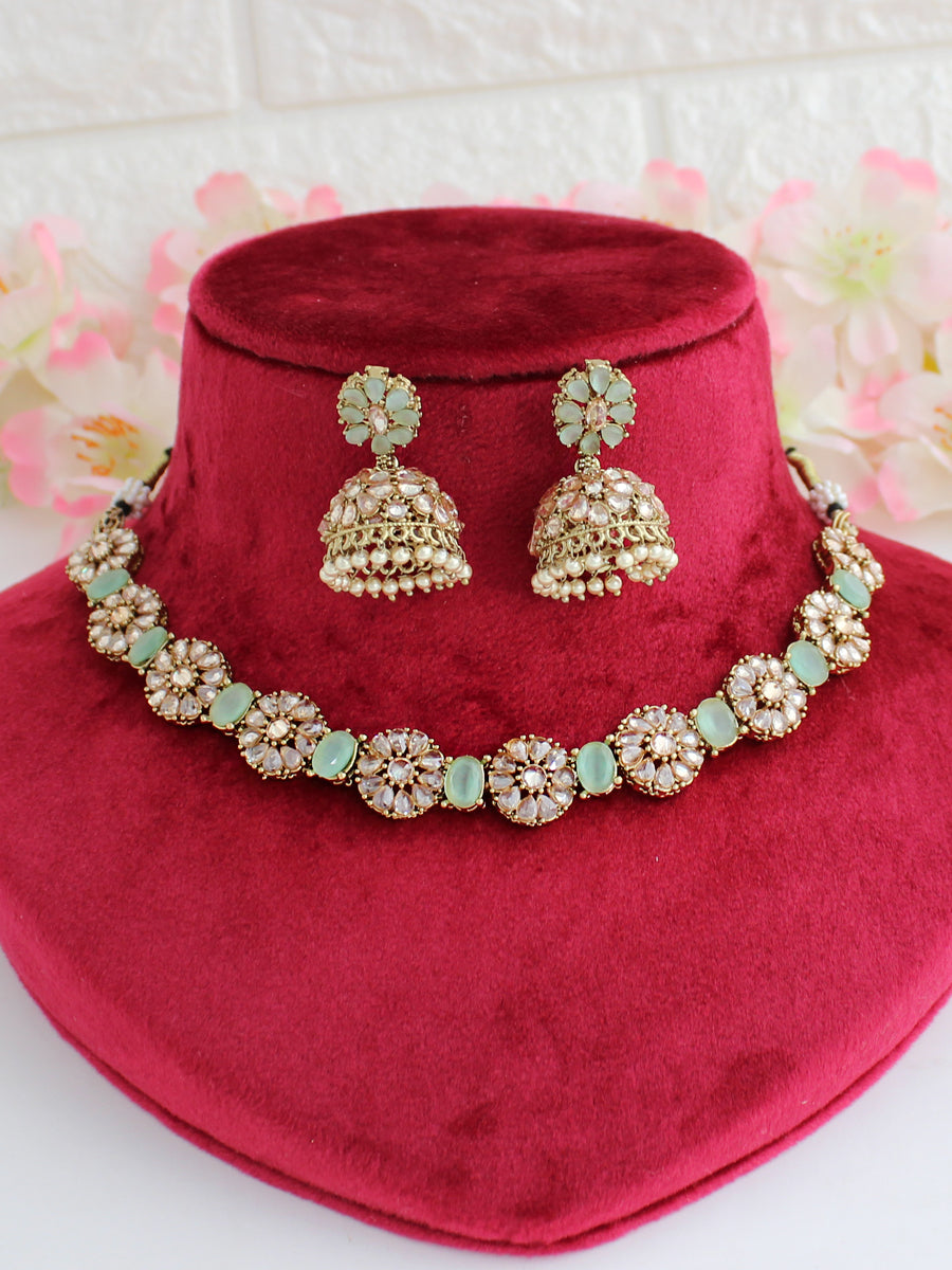 Jaanvi Necklace Set-Aqua