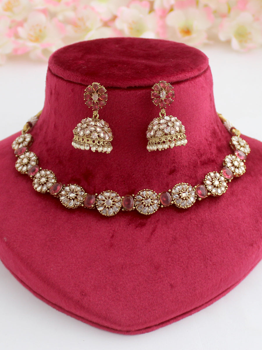 Jaanvi Necklace Set-Ruby