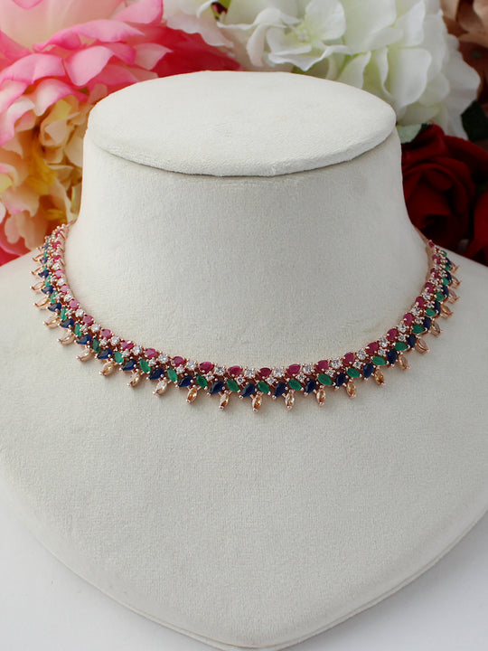 Rashi Cz Necklace-Multicolor