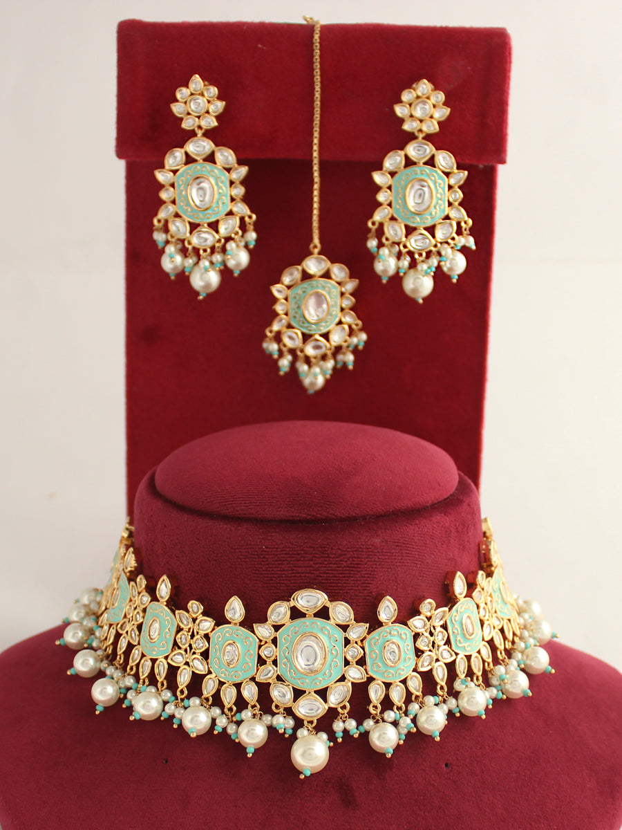 Firozpur Necklace Set - Aqua