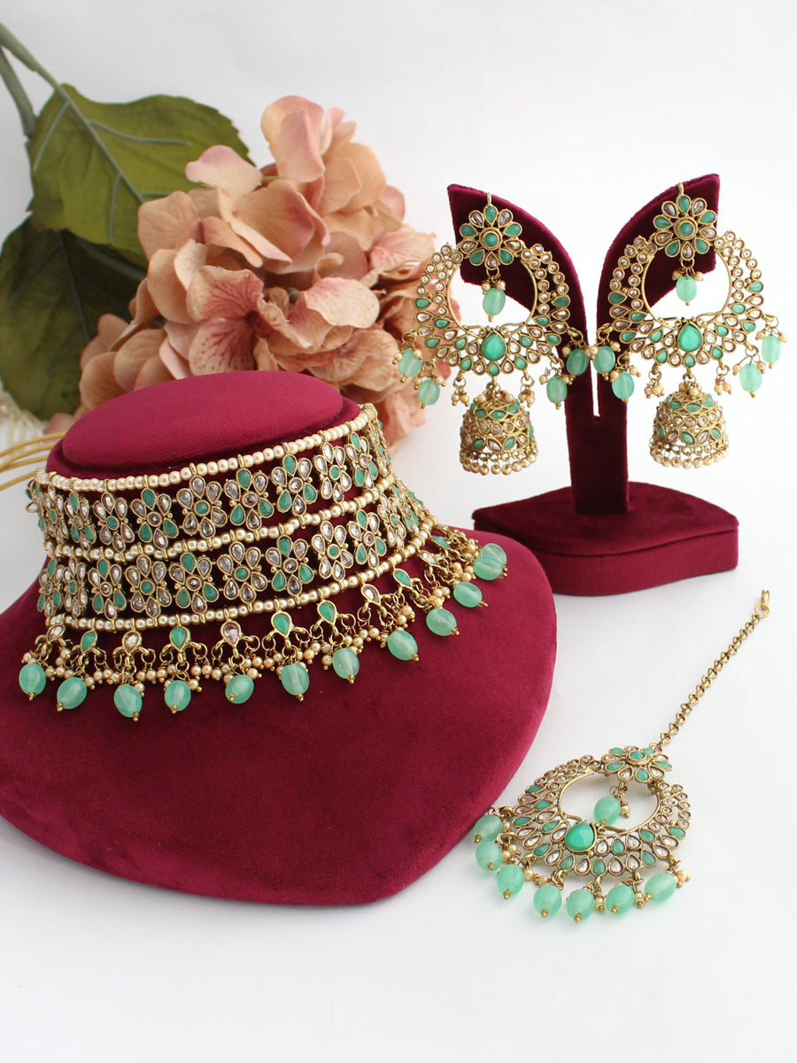 Saira Necklace Set-Mint Green