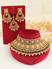 Sharvari Necklace Set-Peach
