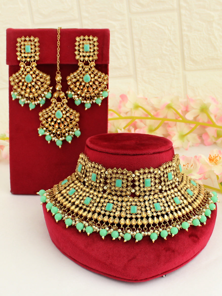 Manyata Necklace Set-Mint Green