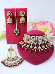 Asmara Necklace Set-Maroon