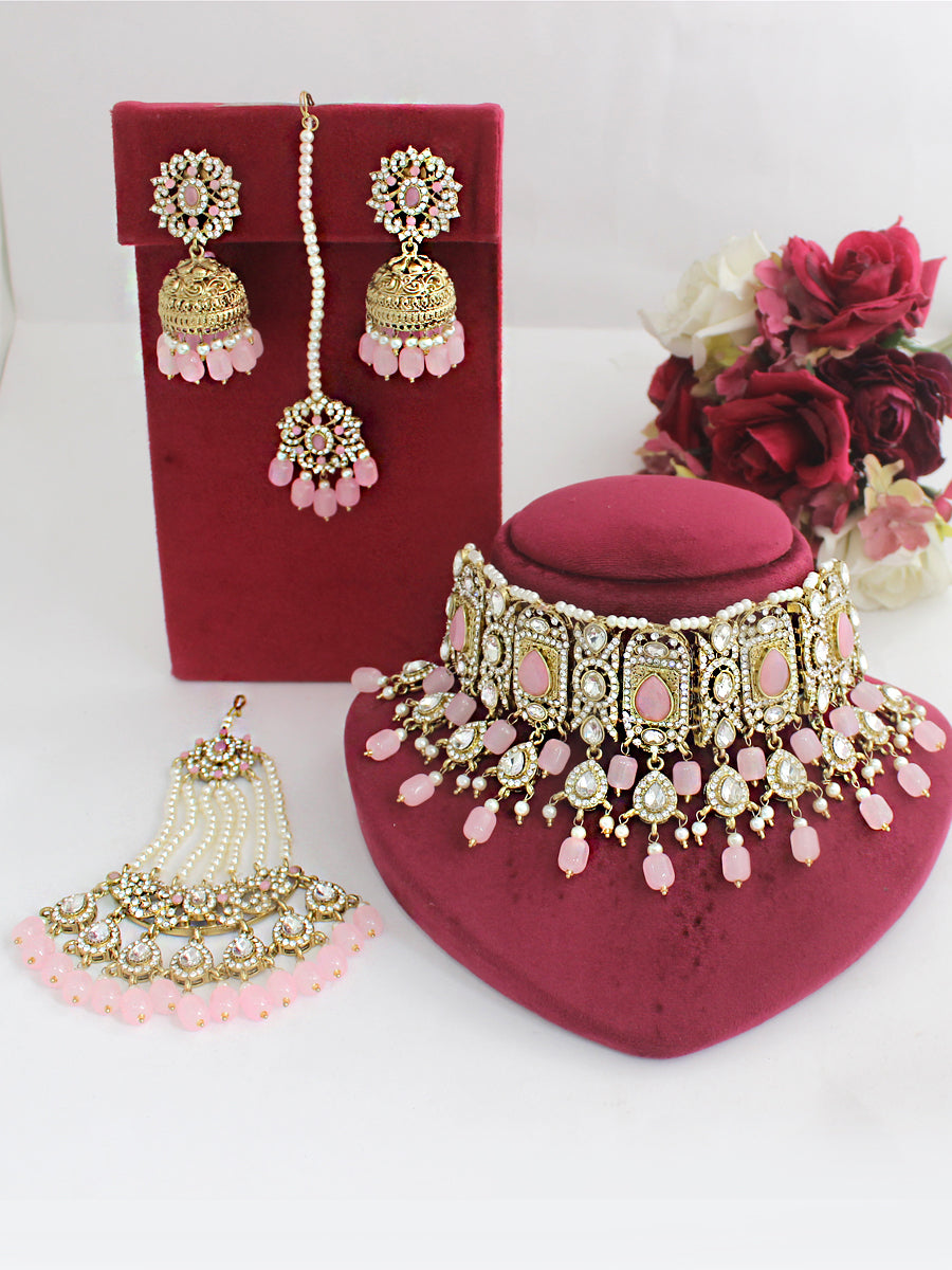 Asmara Necklace Set-Pastel Pink