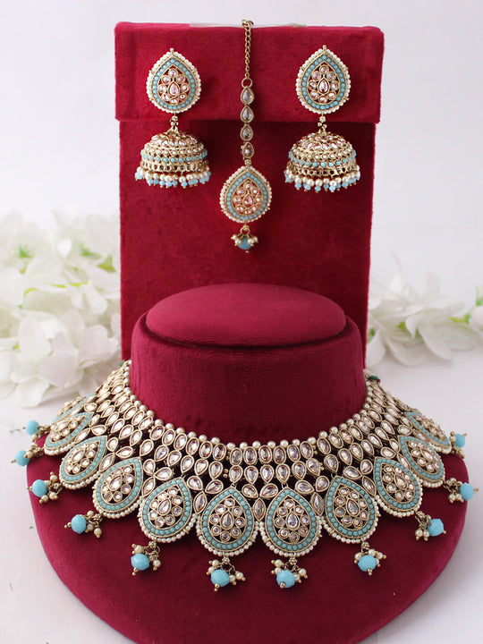 Kashvi Necklace Set-Turquoise