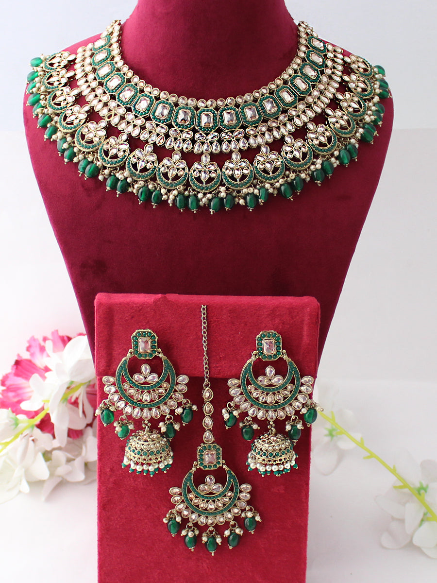 Aastha Necklace Set-Green