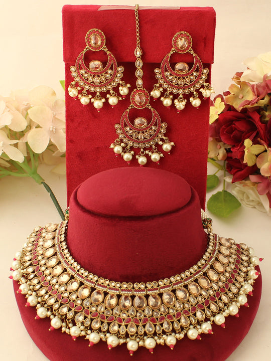 Chahat Necklace Set-Ruby