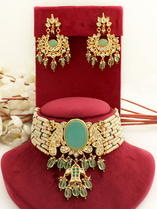 Samakshi Choker Necklace Set-mint Green