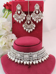 Nishita Necklace Set-Silver