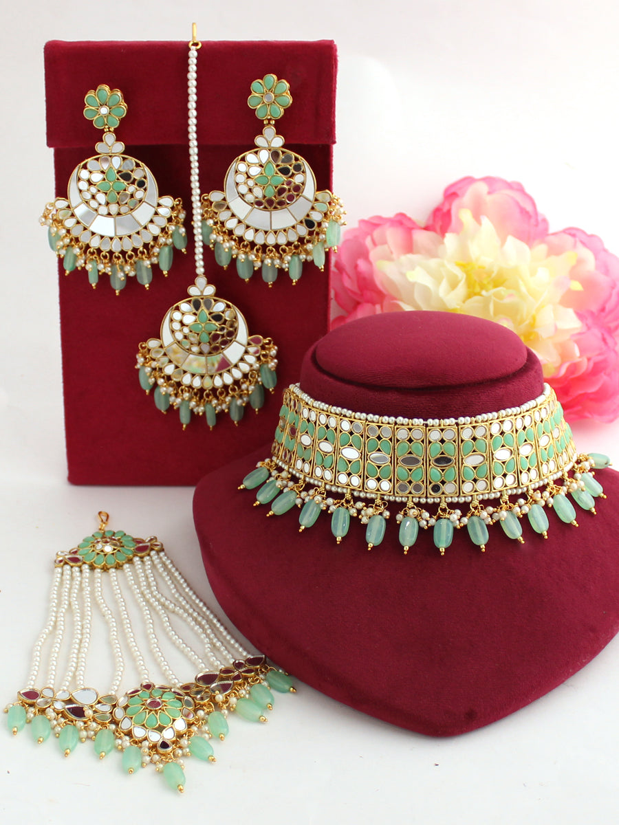 Nushrat Necklace Set-Min Green