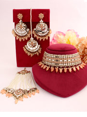 Nushrat Necklace Set-Peach