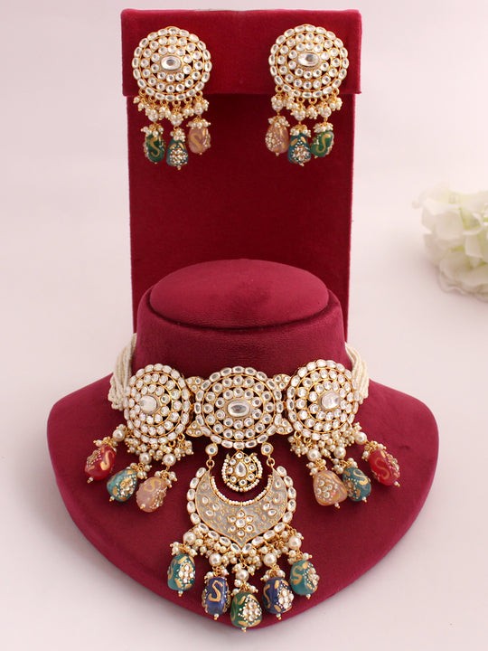 Udaipur Choker Necklace Set-Multicolor