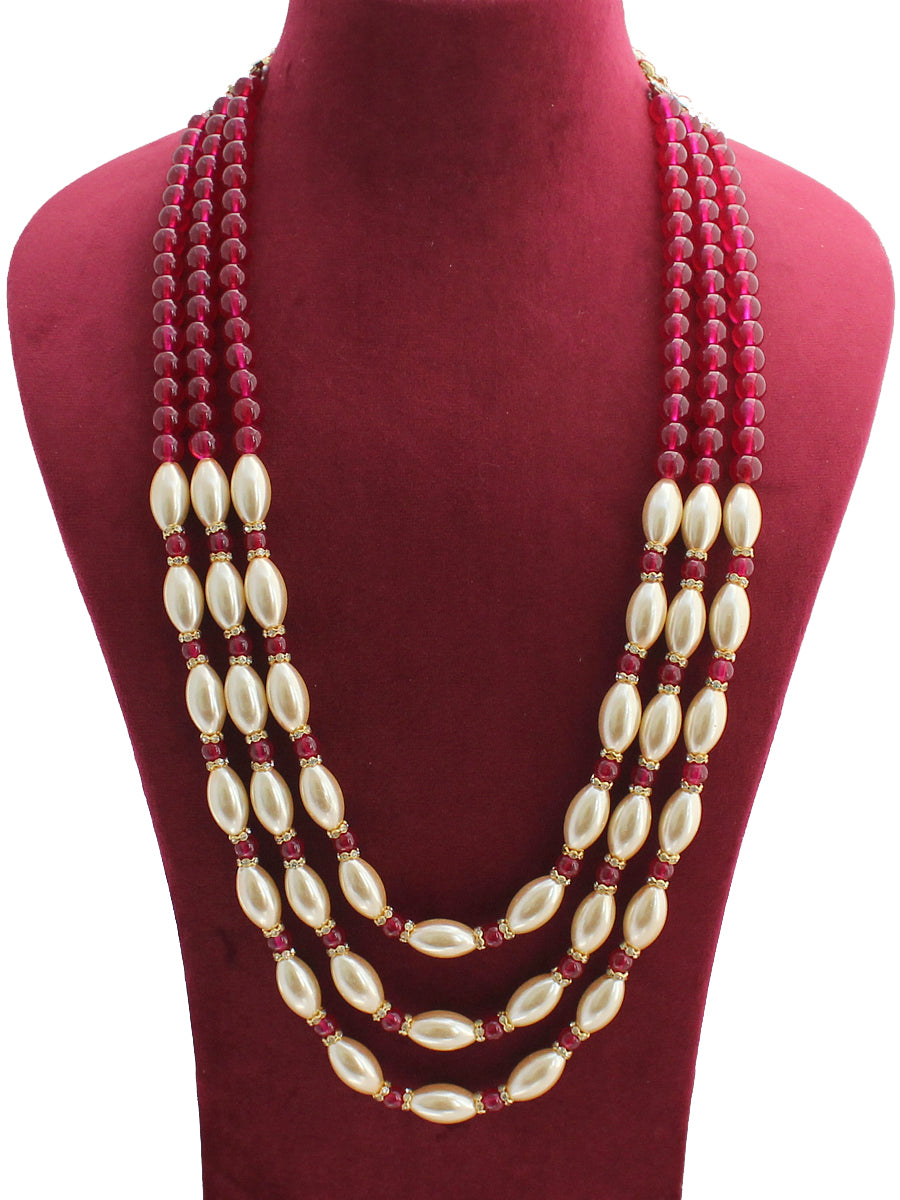 Raghav Groom Necklace-Maroon