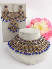 Ishana Necklace Set-Blue
