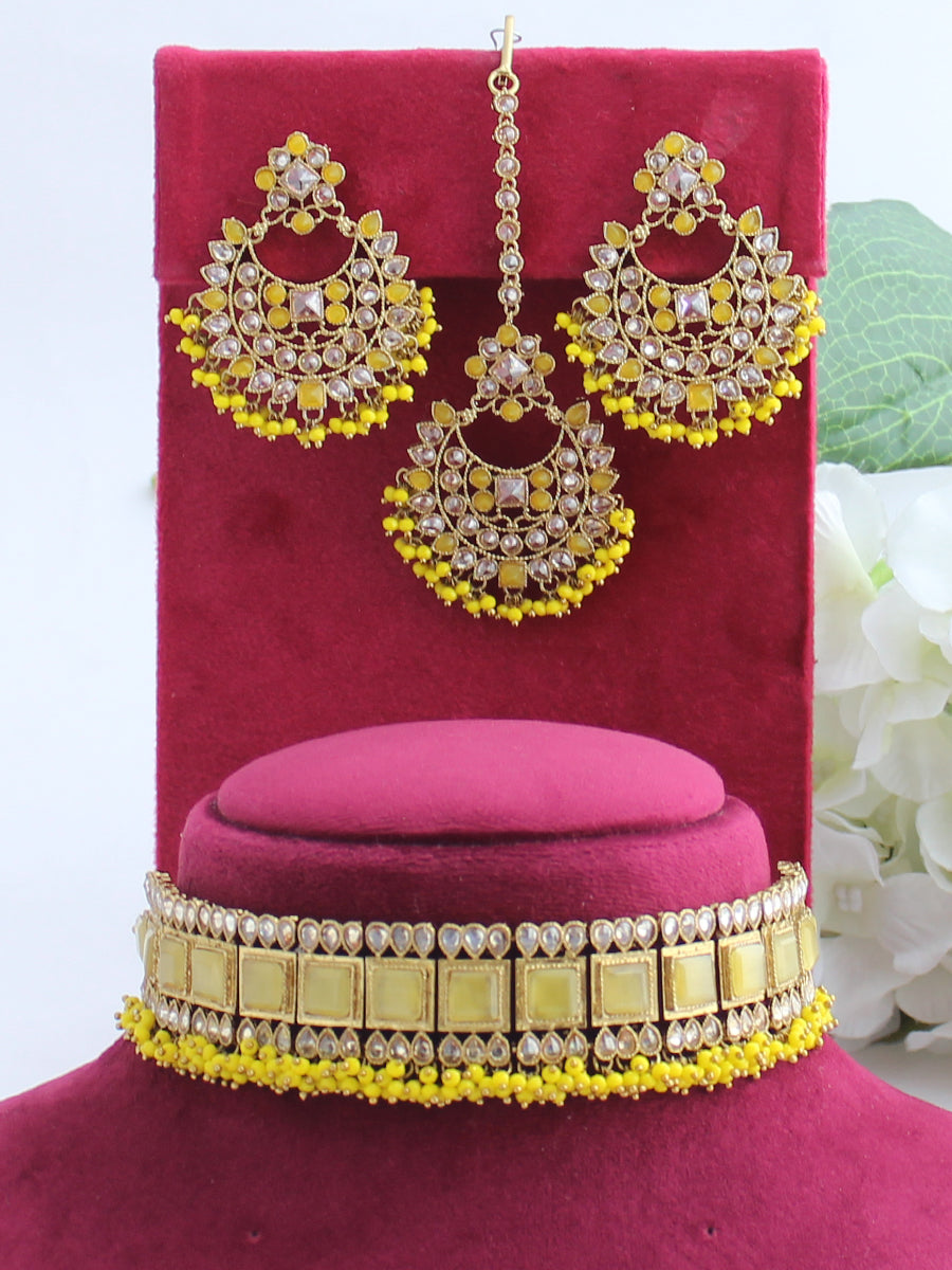 Kavya Necklace Set-Yellow