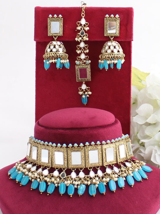 Kareena Necklace Set-Turquoise