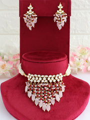 Pushti Necklace Set-Pastel Pink 