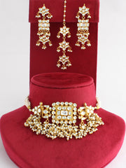 Vrinda Choker Necklace Set-Pearl