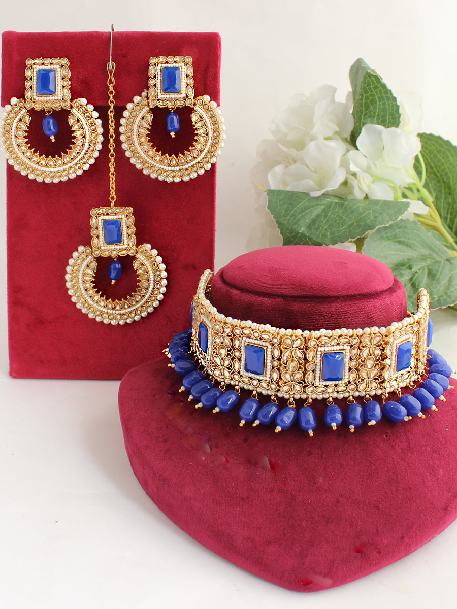 Avneet Necklace Set-Blue