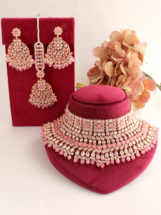 Shivnya Necklace Set-Pink